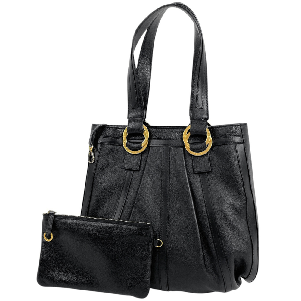 Bulgari BVLGARI Chandra Leather Tote Bag, Black, Women's